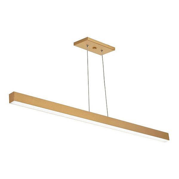 Luminária Pendente Retangular Linear Dourado 1 Mt