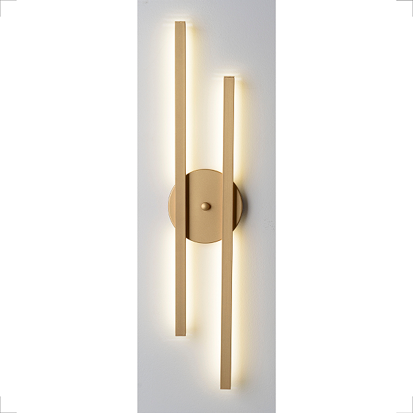 Arandela/2 de Parede Linear Moderna de Led Luz Indireta Alumínio Cor Dourado
