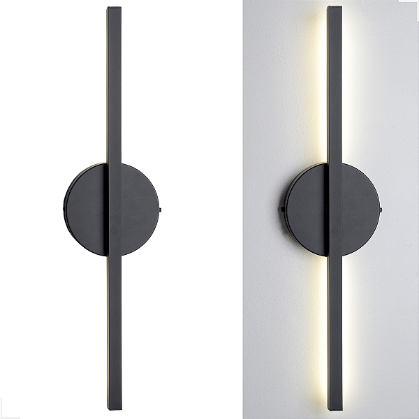 Arandela Luminária De Parede Perfil Led Linear Indireta 10w Branco Neutro Preto