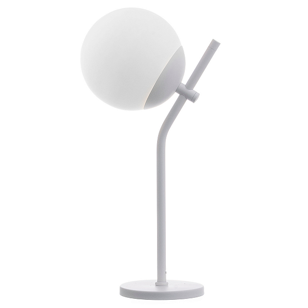 Abajur Luminária de Mesa Moon Inclinado Com Globo Vidro 15 cm Branco