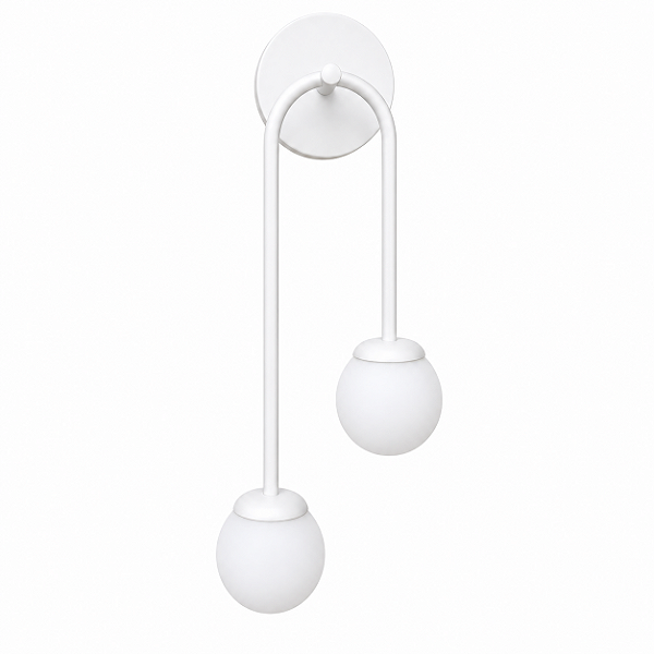 Arandela Branca Fosca de Parede Duo com 2 Globos de Vidro Branco – G9