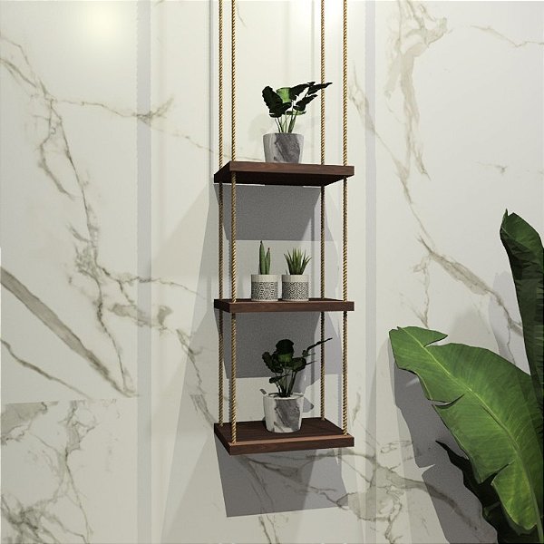 Prateleiras Suspensas Com Corda 100% MDF - Progetatti Móveis