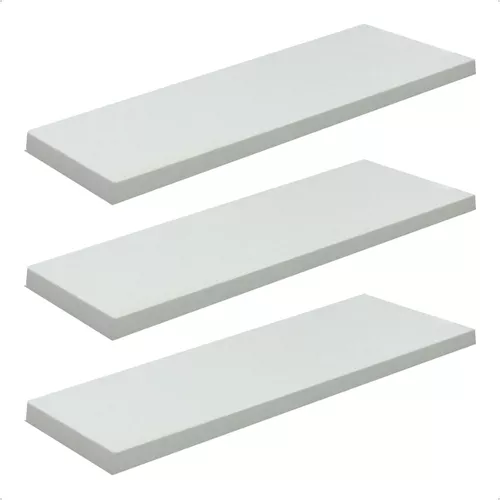 Kit Com 3 Prateleiras Decorativas 60x20 Para Quarto - Cor: Branco