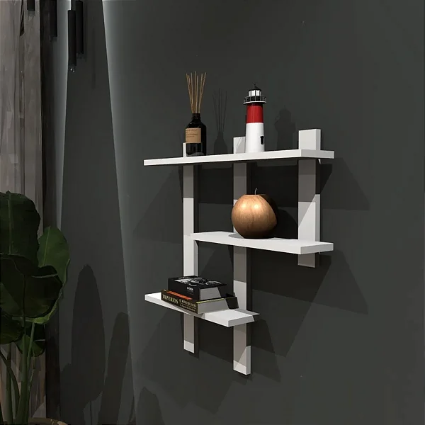 Prateleira H 100% MDF suspensa pratileira decorativa decoração nicho