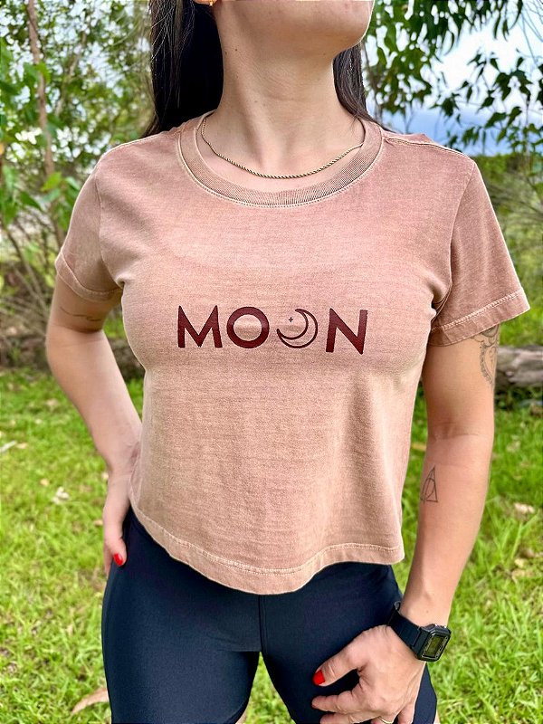 Cropped Moon Estonado Marrom