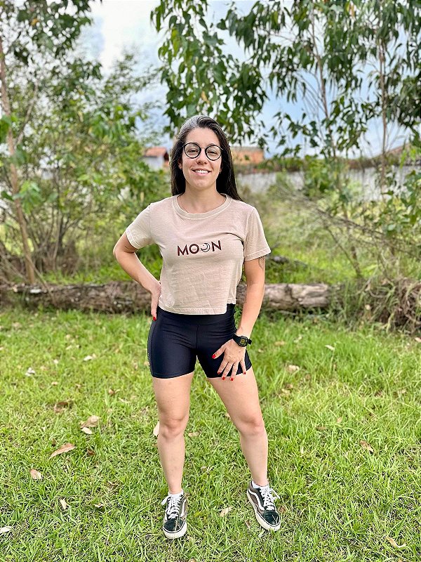 Cropped Moon Estonado Bege