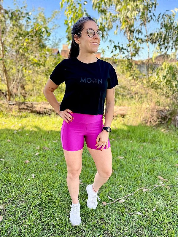 Cropped Moon Estonado Preto