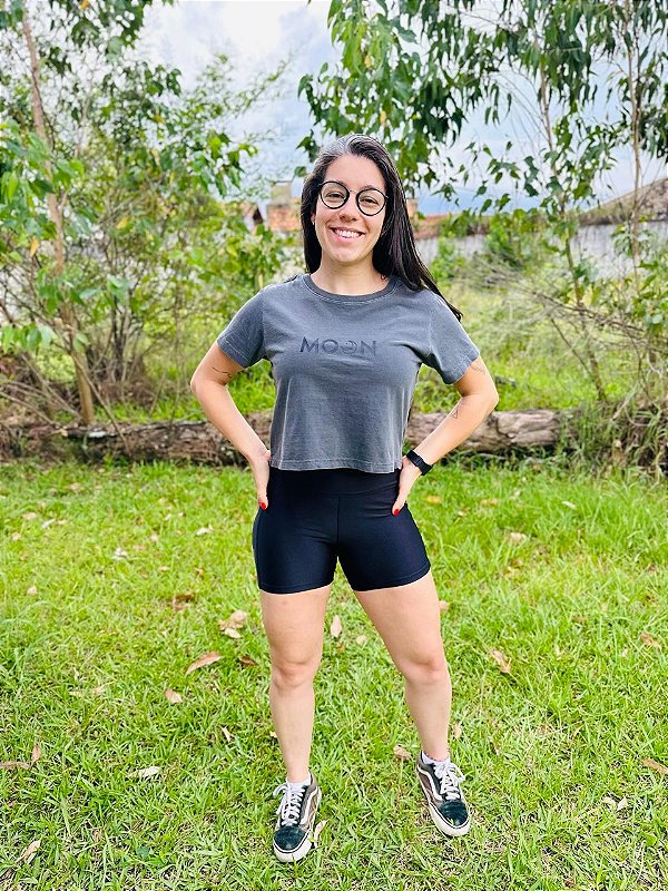 Cropped Moon Estonado Chumbo
