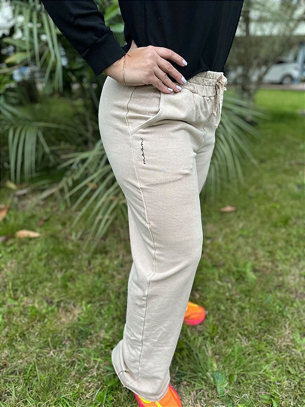 Calça Wide de Moletom Off White