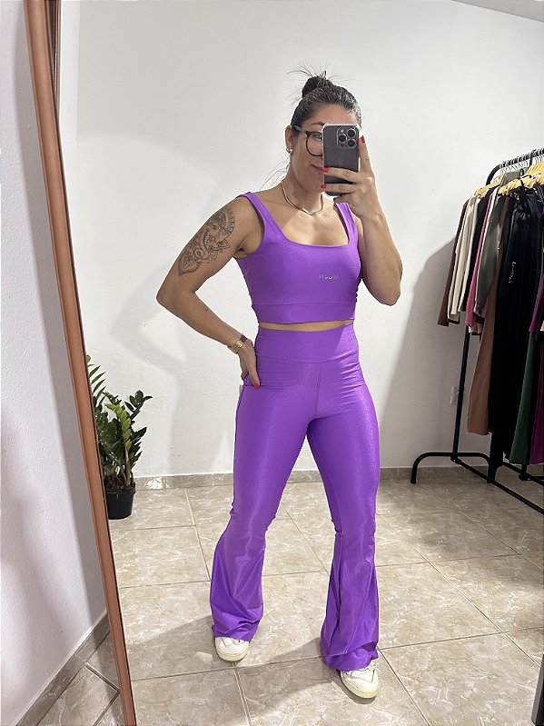 Conjunto Flare Canelado Lilás