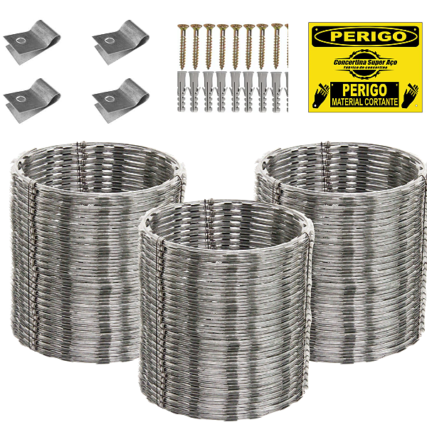 15 Metros De Cerca Concetina 30 Cm Com Kit Completo Instalação