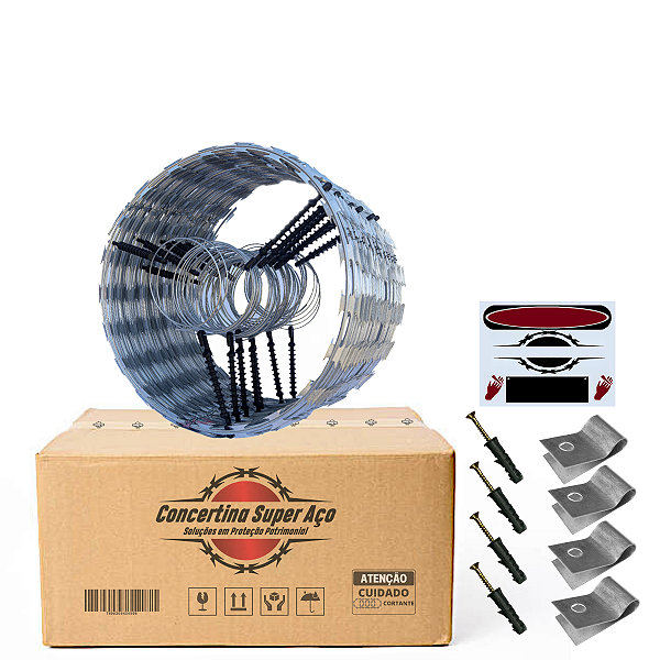 Cerca Concertina Eletrificada 7 Metros + Kit Instal. + Centra Com Wifi