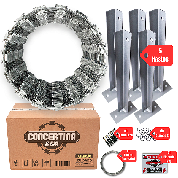15 Metros De Cerca Concetina 30 Cm Com Kit Completo Instalação