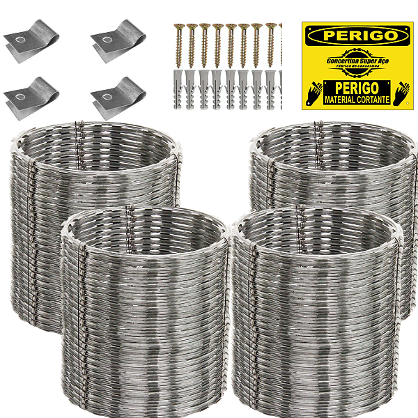 20 Metros Concertina Dupla Clipada 45 Cm Com Kit Instalação