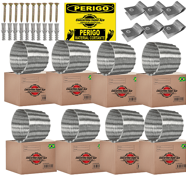 Cerca Concertina 45 cm dupla clipada 50 metros com kit instalação