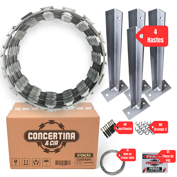 Cerca Concertina 45cm Kit Completo Para 10 Metros