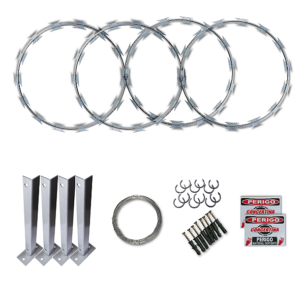 Concertina FLAT 30 cm para 10 metros + kit Instalação