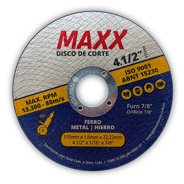 Disco de Corte Metal/Inox - 4.1/2" (115mm) x 1,6mm - Kit c/ 50un