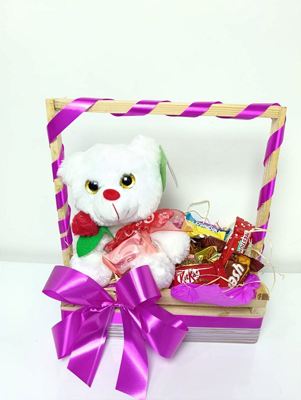 Cesta Doce Carinho com Laço Pink