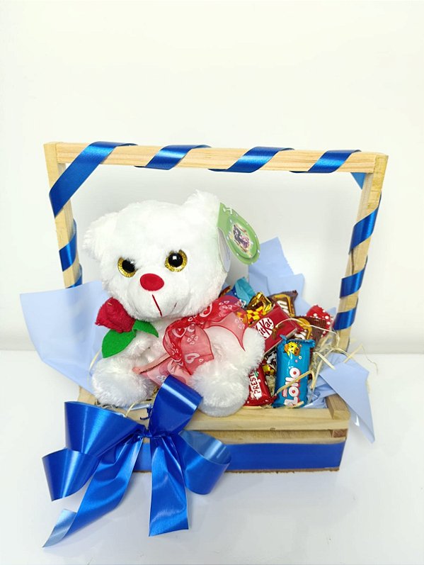 Cesta Doce Carinho com Laço Azul