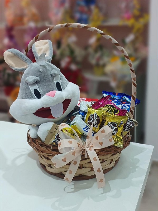 Cesta Redonda de Chocolate Animado Perna Longa
