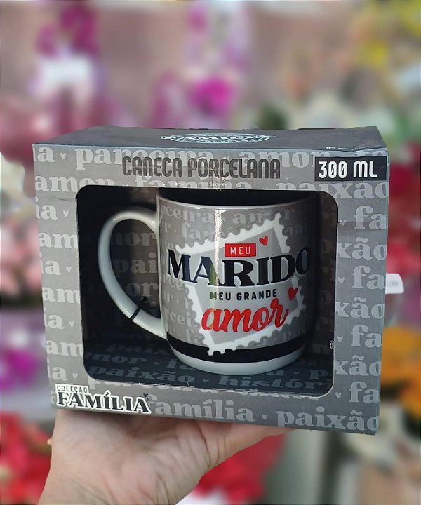 Caneca "Meu Marido Meu Grande Amor" Porcelana 300 ml