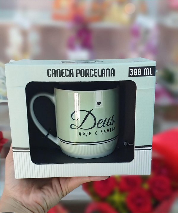 Caneca "Deus Hoje e Sempre" Porcelana 300 ml