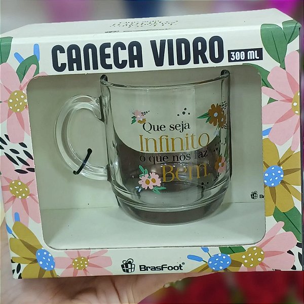 Caneca "Que seja infinito o que nos faz bem" Vidro 300 ml