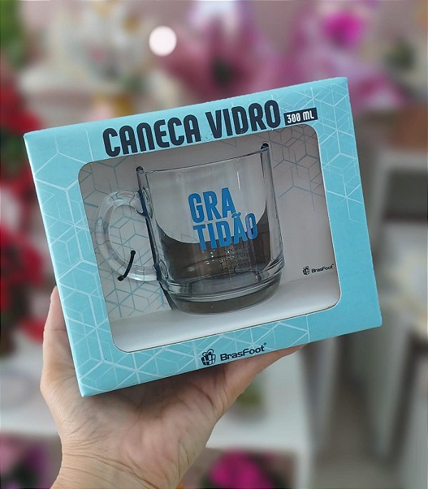 Caneca "Gratidão" Vidro 300 ml