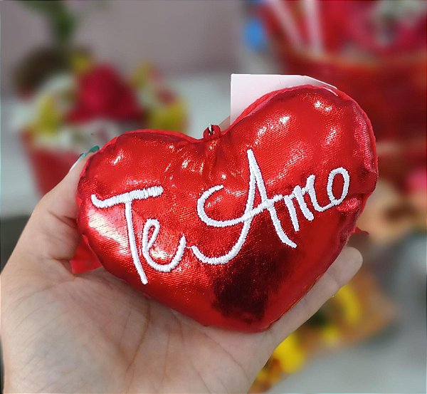 Coração Brilhante "Te Amo" 12 cm de Pelúcia