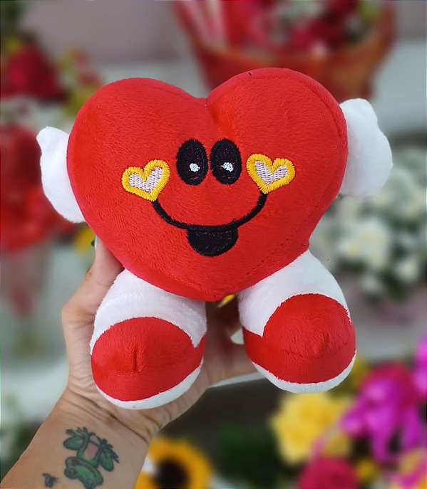 Coração com Mão e Pé 20 cm de Pelúcia