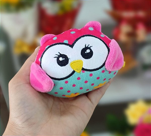 Coruja Rosa 10 cm de Pelúcia