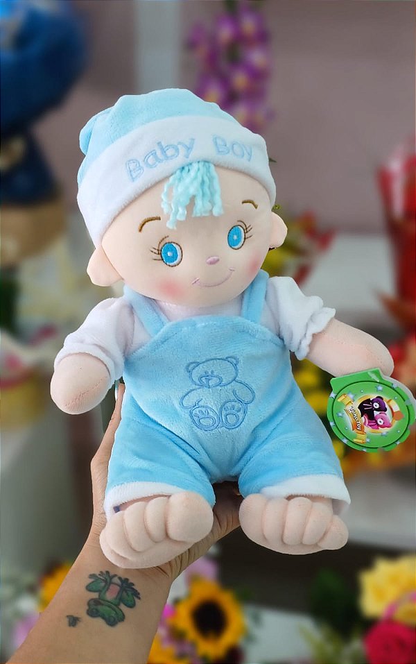 Bebê Menino Roupa Azul 25 cm de Pelúcia