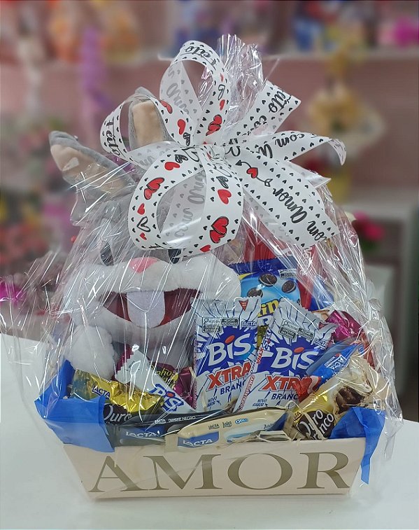 Cesta de Chocolate Amor Animado Perna Longa