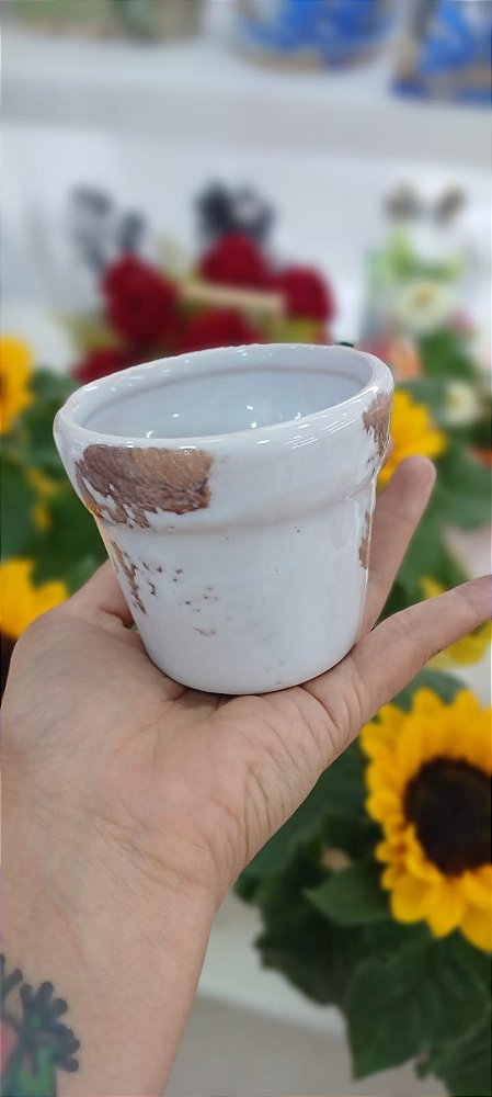 Vaso de Cerâmica Branco de 8,5 cm x 7,5 cm