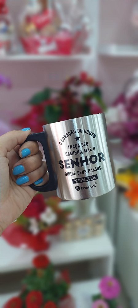 Caneca "Senhor, Dirige Seus Passos" Inox 300 ml