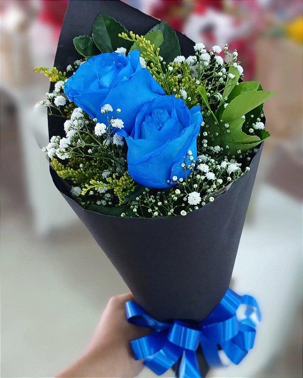 Buquê Duo de Rosas Azuis