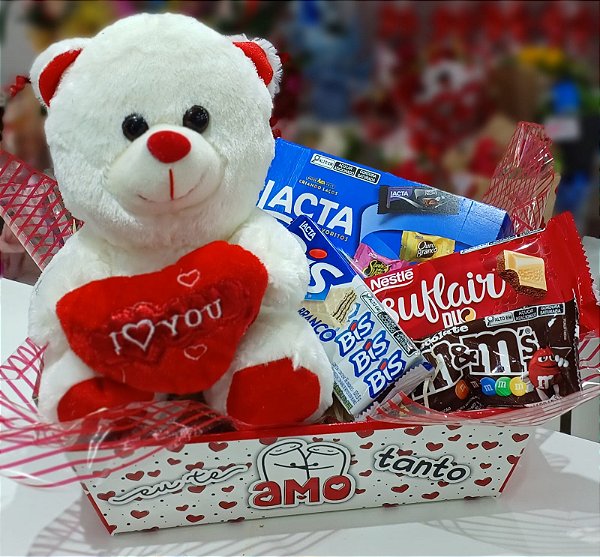 Cesta de Chocolate com Pelúcia