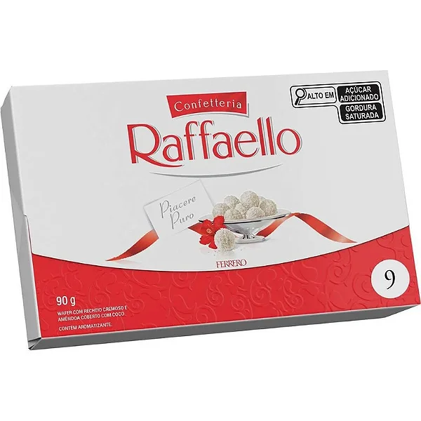 Caixa de Bombons Chocolate Raffaello 9 Unidades – 90g