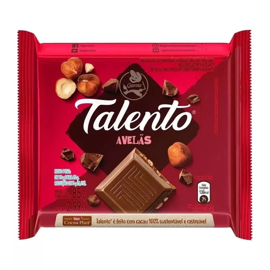 Chocolate Talento ao Leite com Avelãs Garoto - 85g