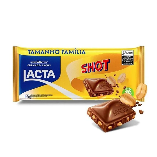 Barra de Chocolate ao Leite com Amendoim Shot 165g