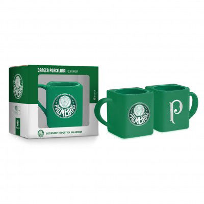 Caneca Quadrada do Palmeiras de Porcelana 220 ml