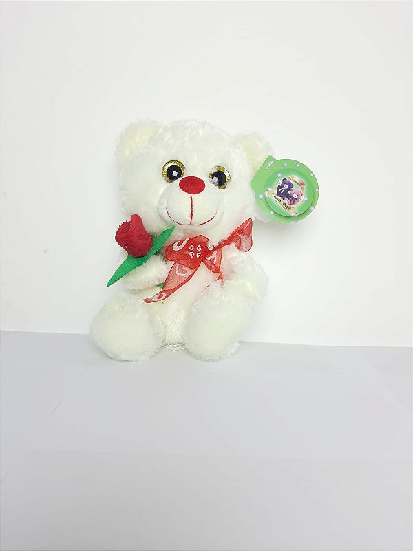 Urso Cavalheiro do Amor Branco 20 cm de Pelucia 55-3074-20