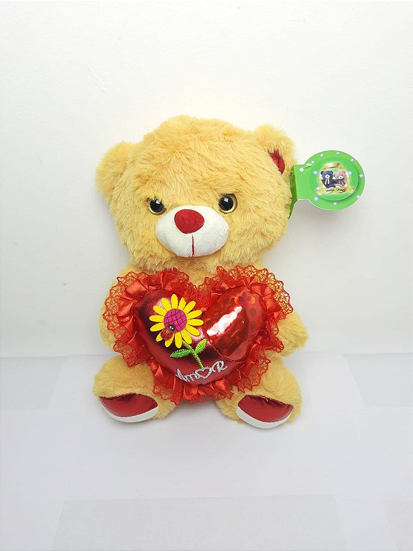 Urso Amor Floral Laranja 25 cm de Pelucia 33-21102-25