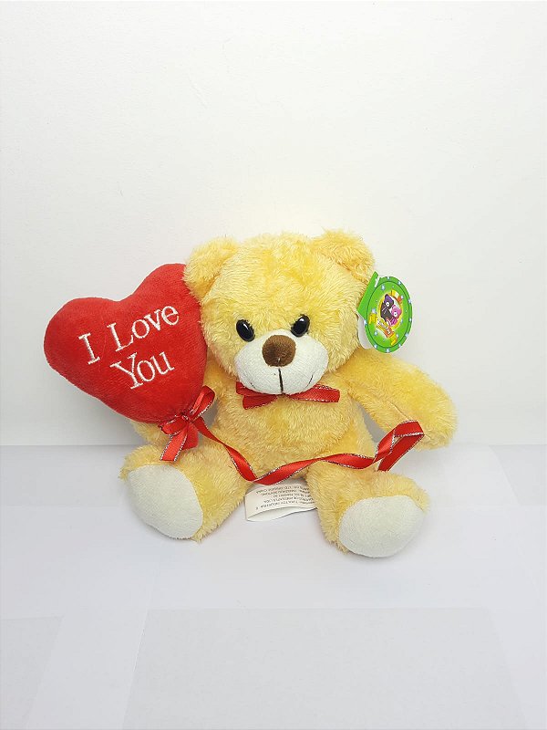 Urso Apaixonado Balão do Amor Amarelo 20 cm Pelucia 88H-24106-20