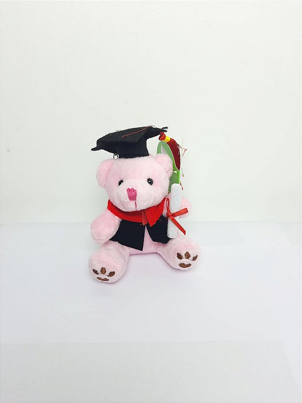 Urso Formando da Alegria Rosa 11 cm de Pelucia CH-100-57