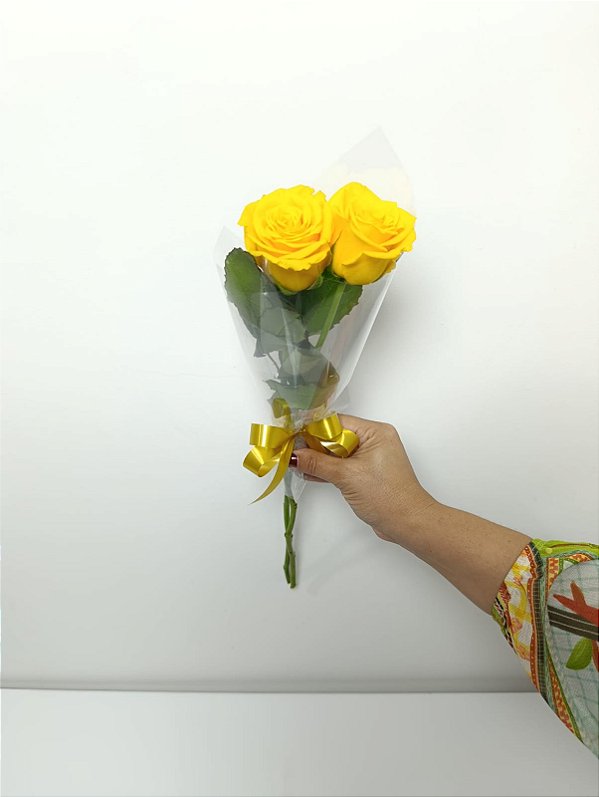 Buquê de 2 (Duas) Rosas Amarelas – Beleza Natural