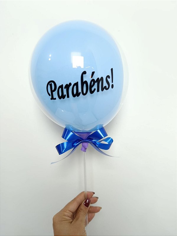 Balão Bubble Duplo Azul Personalizado de 10 (Dez) Polegadas – Parabéns