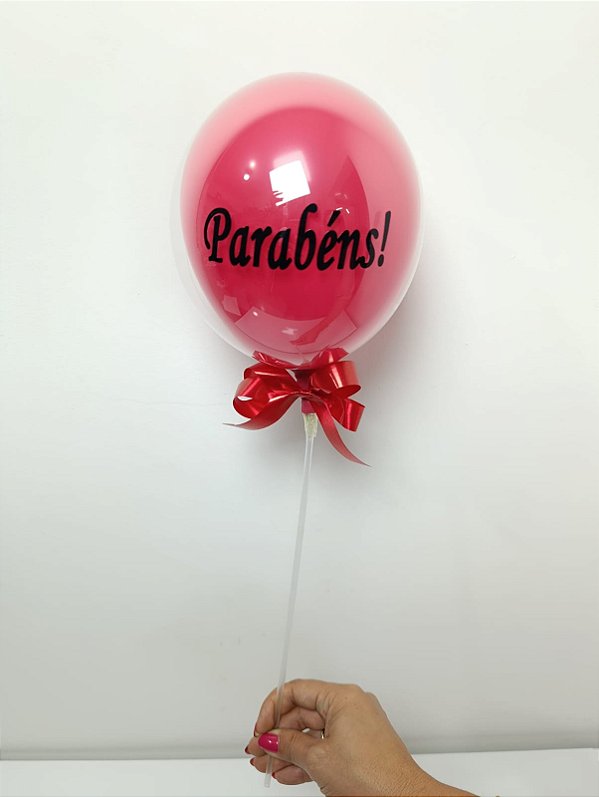Balão Bubble Duplo Vermelho Personalizado de 10 (Dez) Polegadas – Parabéns