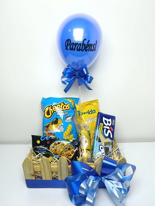 Cesta de Aniversário Azul – Comemorativa Premium